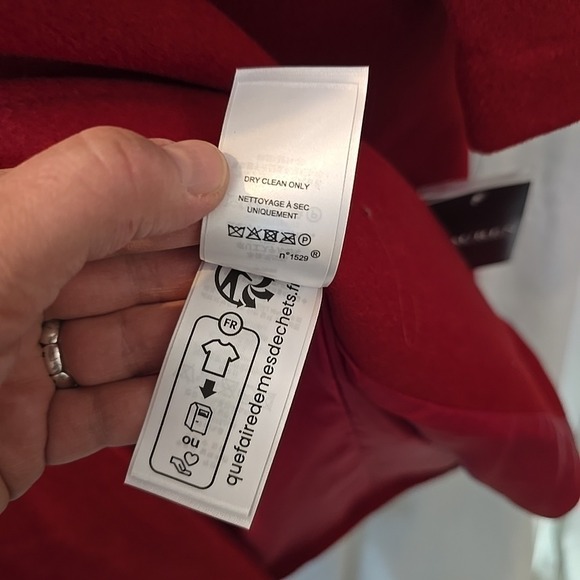 Lauren Ralph Lauren Long Red Wool Blend Button-Up Coat With Crest Patch Size 12 - Picture 10 of 16